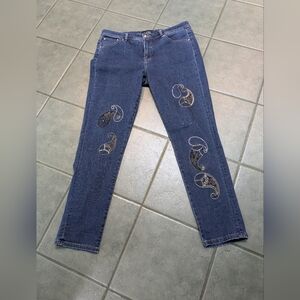 Joseph Ribkoff Blue Jeans with Paisley Design